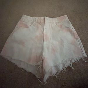 Pacsun Pink and White Tie Die Shorts